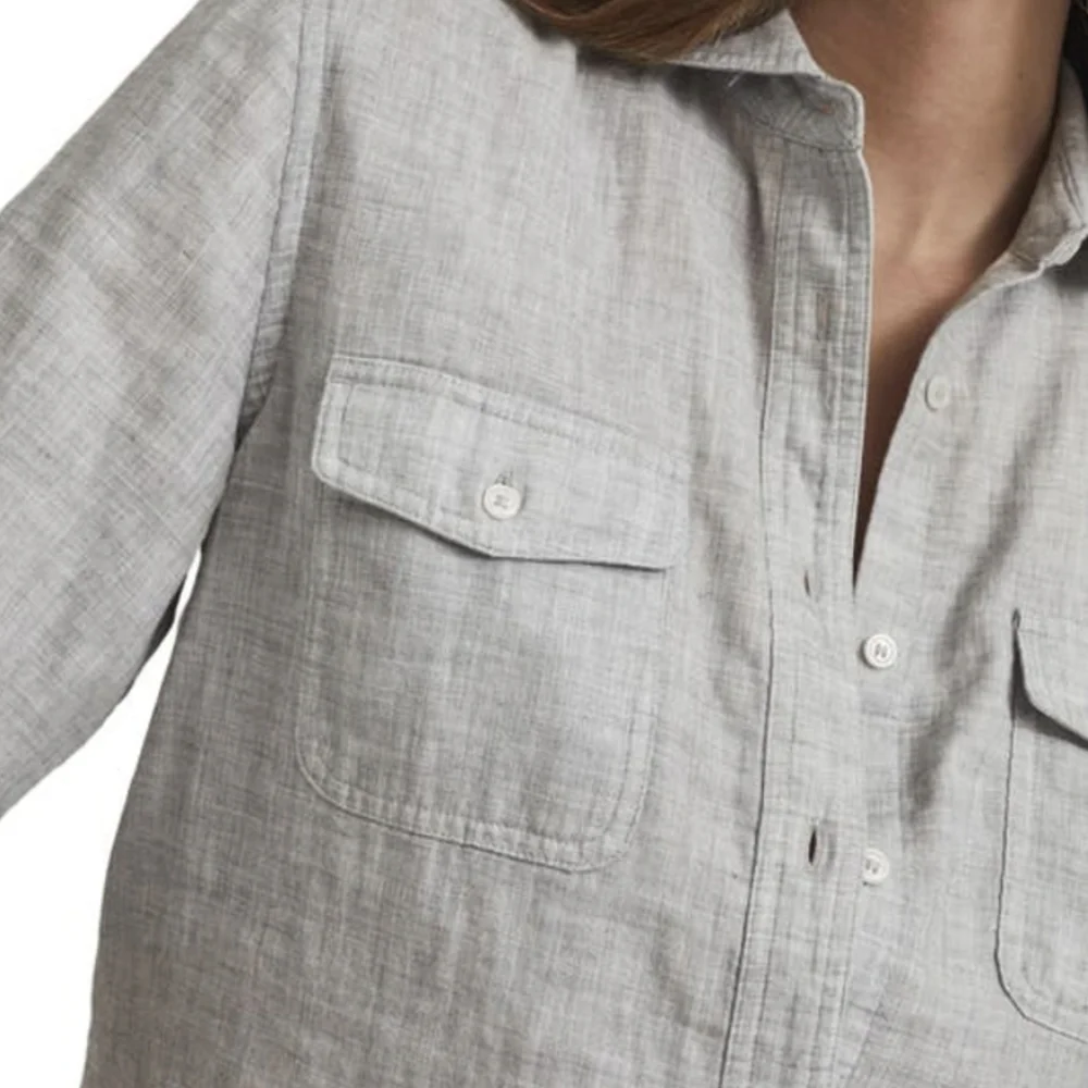 REISS grey Mimi casual button down long sleeve shirt size 14 - Picture 9 of 10